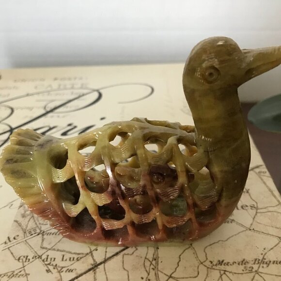 Collectable Handmade Soapstone Duck with Baby - Picture 3 of 10